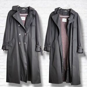 Vintage Hudson Bay Dark Grey Removable Liner Trenchcoat Size 12